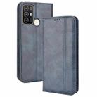 For ZTE Blade A52 Magnetic Buckle Retro Crazy Horse Leather Phone Case(Blue) - 1