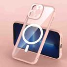 For iPhone 12 Soft Shield MagSafe Magnetic Acrylic Transparent PC Phone Case(Pink) - 1