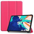 For iPad Pro 12.9 inch 2020 Custer Teature Smart Tablet Holster with Sleep / Wake-up Function & 3-Fold Holder(Rose Red) - 1