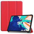 For iPad Pro 12.9 inch 2020 Custer Teature Smart Tablet Holster with Sleep / Wake-up Function & 3-Fold Holder(Scarlet) - 1