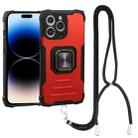 For iPhone 14 Pro Lanyard Aluminum TPU Phone Case (Red) - 1