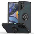 For Motorola Moto G22 Q Shadow 1 Series TPU + PC Phone Case with Ring(Black+Black) - 1