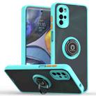 For Motorola Moto G22 Q Shadow 1 Series TPU + PC Phone Case with Ring(Sky Blue) - 1