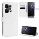 For OPPO Reno8 Pro Diamond Texture Leather Phone Case(White) - 1