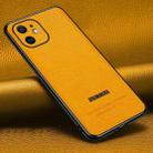 Pasted Leather Litchi Texture TPU Phone Case For iPhone 12(Khaki Yellow) - 1