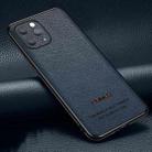 Pasted Leather Litchi Texture TPU Phone Case For iPhone 12 Pro(Royal Blue) - 1