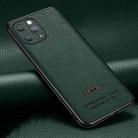 Pasted Leather Litchi Texture TPU Phone Case For iPhone 12 Pro Max(Dark Green) - 1