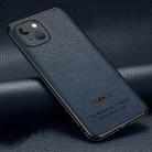 Pasted Leather Litchi Texture TPU Phone Case For iPhone 13(Royal Blue) - 1