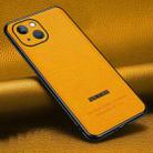 Pasted Leather Litchi Texture TPU Phone Case For iPhone 13(Khaki Yellow) - 1