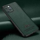 Pasted Leather Litchi Texture TPU Phone Case For iPhone 13 Pro(Dark Green) - 1