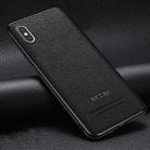Pasted Leather Litchi Texture TPU Phone Case For iPhone XS / X(Black) - 1
