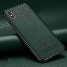Pasted Leather Litchi Texture TPU Phone Case For iPhone XS / X(Dark Green) - 1