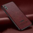 Pasted Leather Litchi Texture TPU Phone Case For iPhone XS / X(Wine Red) - 1