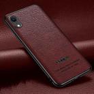 Pasted Leather Litchi Texture TPU Phone Case For iPhone XR(Wine Red) - 1