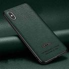 Pasted Leather Litchi Texture TPU Phone Case For iPhone XS Max(Dark Green) - 1