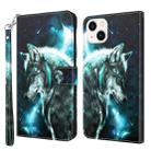 For iPhone 14 3D Painting Pattern Flip Leather Phone Case (Wolf) - 1