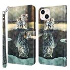 For iPhone 14 3D Painting Pattern Flip Leather Phone Case (Cat Tiger) - 1