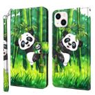 For iPhone 14 3D Painting Pattern Flip Leather Phone Case (Panda Bamboo) - 1