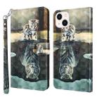 For iPhone 14 Plus 3D Painting Pattern Flip Leather Phone Case  (Cat Tiger) - 1