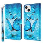 For iPhone 14 Plus 3D Painting Pattern Flip Leather Phone Case  (Three Butterflies) - 1