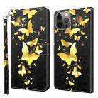 For iPhone 14 Pro 3D Painting Pattern Flip Leather Phone Case (Gold Butterflies) - 1