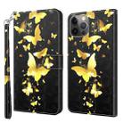 For iPhone 14 Pro Max 3D Painting Pattern Flip Leather Phone Case (Gold Butterflies) - 1