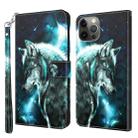 For iPhone 14 Pro Max 3D Painting Pattern Flip Leather Phone Case (Wolf) - 1