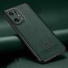 For OPPO Find X5 Pasted Leather Litchi Texture TPU Phone Case(Dark Green) - 1