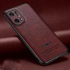 For OPPO Find X5 Pasted Leather Litchi Texture TPU Phone Case(Wine Red) - 1