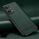 For OPPO Find X5 Pro Pasted Leather Litchi Texture TPU Phone Case(Dark Green) - 1