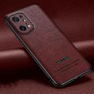 For OPPO Find X5 Pro Pasted Leather Litchi Texture TPU Phone Case(Wine Red) - 1