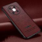 For Huawei Mate 40 Pasted Leather Litchi Texture TPU Phone Case(Wine Red) - 1