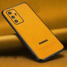 For Huawei P40 Pasted Leather Litchi Texture TPU Phone Case(Khaki Yellow) - 1