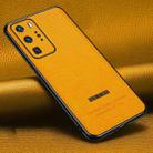For Huawei P40 Pro Pasted Leather Litchi Texture TPU Phone Case(Khaki Yellow) - 1