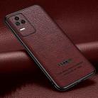 For Xiaomi Redmi K50 / K50 Pro Pasted Leather Litchi Texture TPU Phone Case(Wine Red) - 1