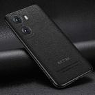 For Honor 60 Pro Pasted Leather Litchi Texture TPU Phone Case(Black) - 1