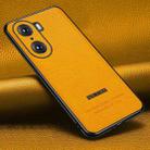 For Honor 60 Pro Pasted Leather Litchi Texture TPU Phone Case(Khaki Yellow) - 1