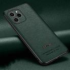 For Honor 60 SE Pasted Leather Litchi Texture TPU Phone Case(Dark Green) - 1