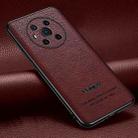 For Honor Magic3 Pasted Leather Litchi Texture TPU Phone Case(Wine Red) - 1