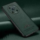 For Honor Magic4 Pro Pasted Leather Litchi Texture TPU Phone Case(Dark Green) - 1