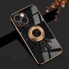 For iPhone 14 6D Plating Astronaut Ring Kickstand Phone Case (Black) - 1