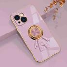 For iPhone 14 6D Plating Astronaut Ring Kickstand Phone Case (Light Purple) - 1