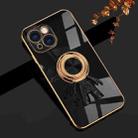 For iPhone 14 Plus 6D Plating Astronaut Ring Kickstand Phone Case (Black) - 1