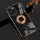 For iPhone 14 Pro 6D Plating Astronaut Ring Kickstand Phone Case(Black) - 1