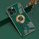 For iPhone 14 Pro Max 6D Plating Astronaut Ring Kickstand Phone Case (Night Green) - 1