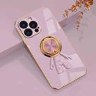 For iPhone 14 Pro Max 6D Plating Astronaut Ring Kickstand Phone Case (Light Purple) - 1