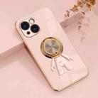 For iPhone 13 mini 6D Plating Astronaut Ring Kickstand Phone Case (Light Pink) - 1