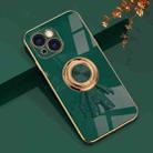 For iPhone 13 6D Plating Astronaut Ring Kickstand Phone Case(Night Green) - 1