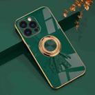 For iPhone 13 Pro 6D Plating Astronaut Ring Kickstand Phone Case (Night Green) - 1