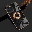 For iPhone 11 6D Plating Astronaut Ring Kickstand Phone Case (Black) - 1